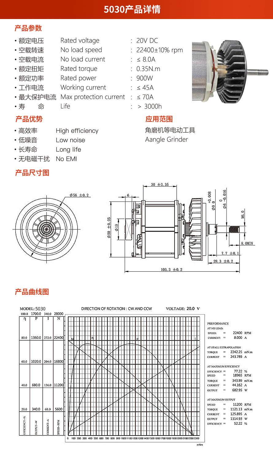 X-TEAM 5030電動(dòng)工具無刷電機(jī)